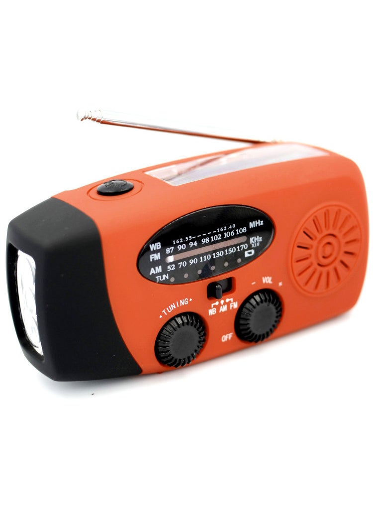 Multifunction Solar Emergency Radio AM FM WB Orange American Edition