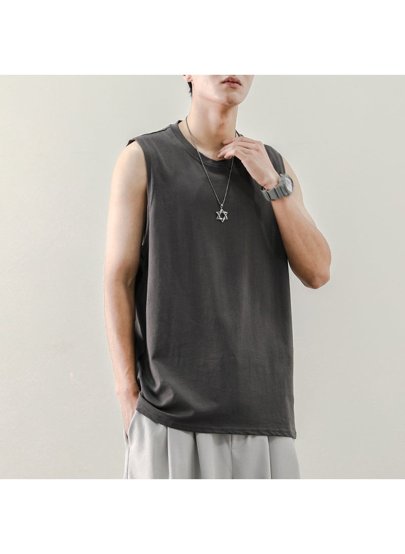 Mens Cotton Tank Top Spring Summer Sleeveless Tee White Vest