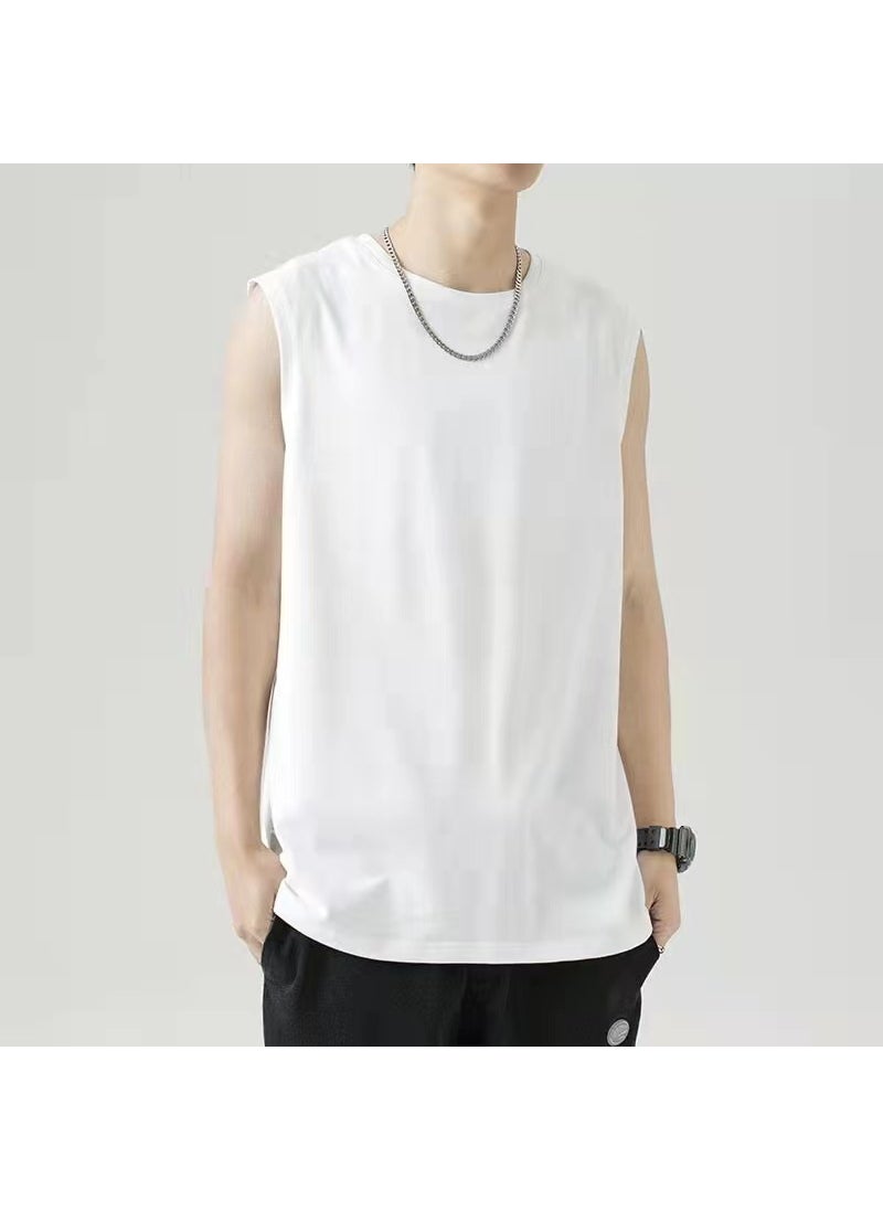 Mens Cotton Tank Top Spring Summer Sleeveless Tee White Vest