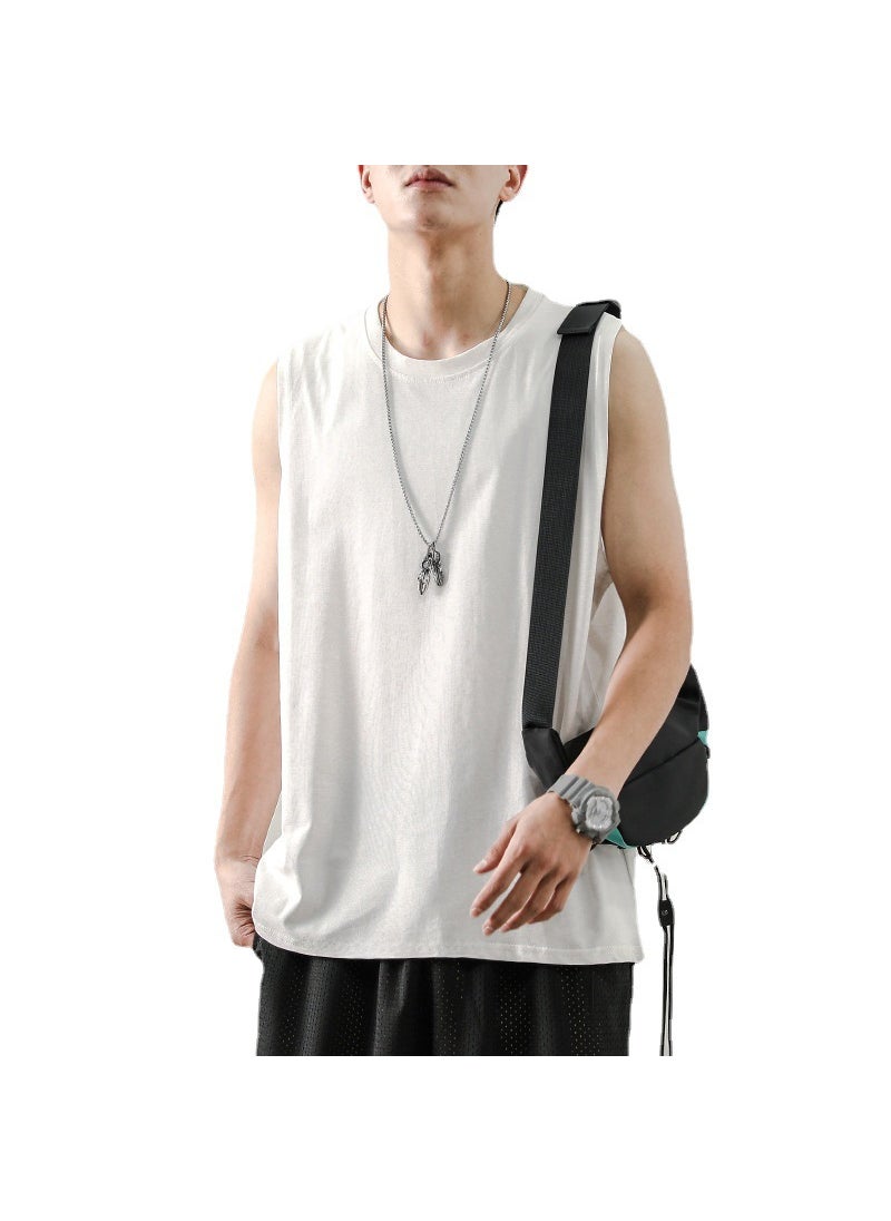 Mens Cotton Tank Top Spring Summer Sleeveless Tee White Vest