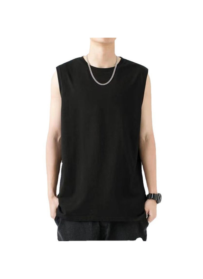 Mens Cotton Tank Top Spring Summer Sleeveless Tee Black Vest