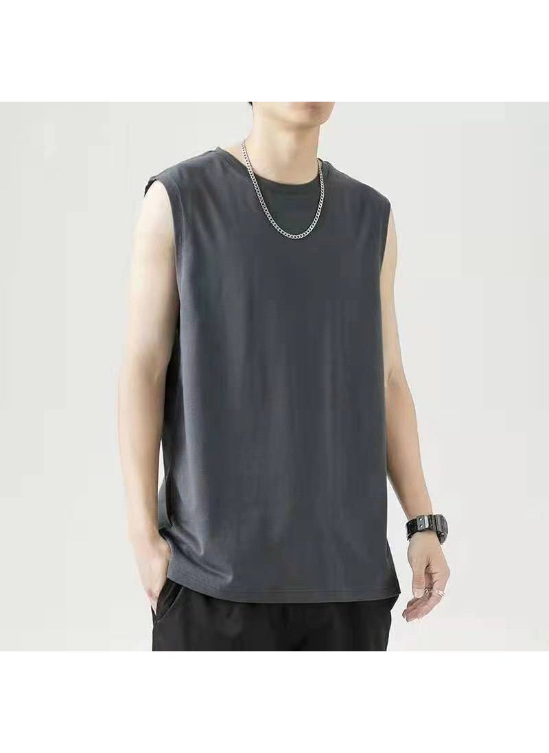 Mens Cotton Tank Top Spring Summer Sleeveless Tee Black Vest