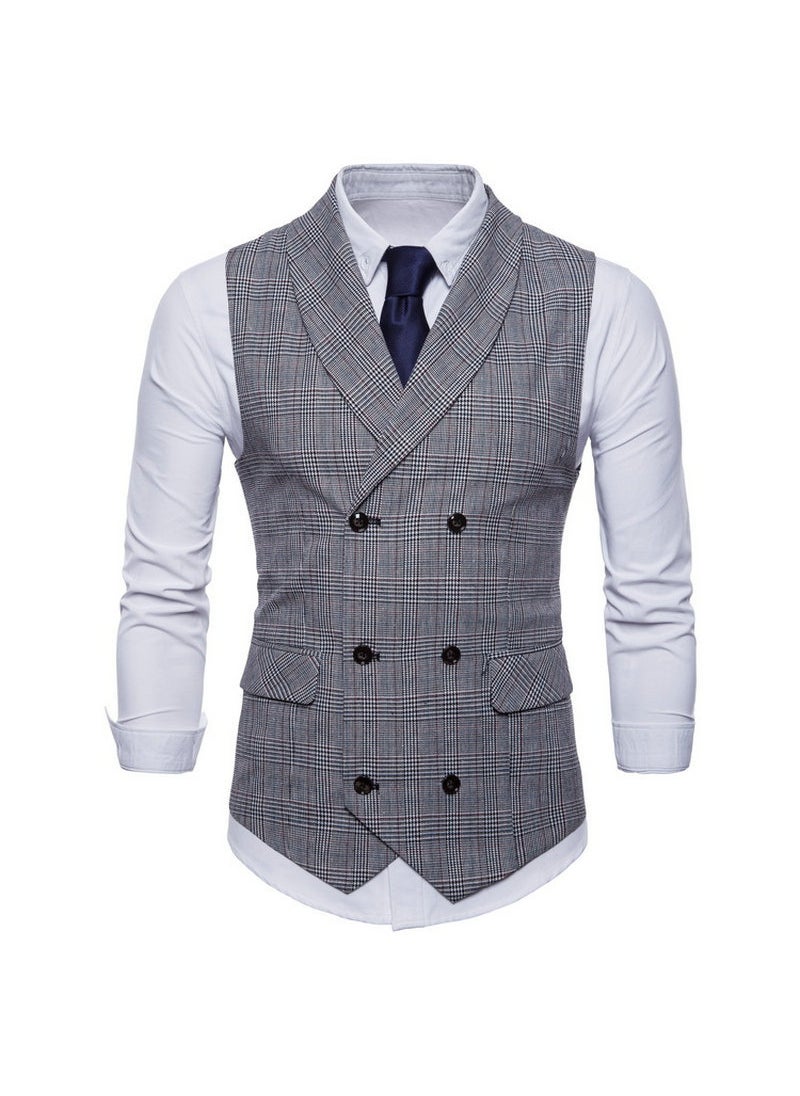 2023 Spring Mens Casual Checkered Vest Light gray