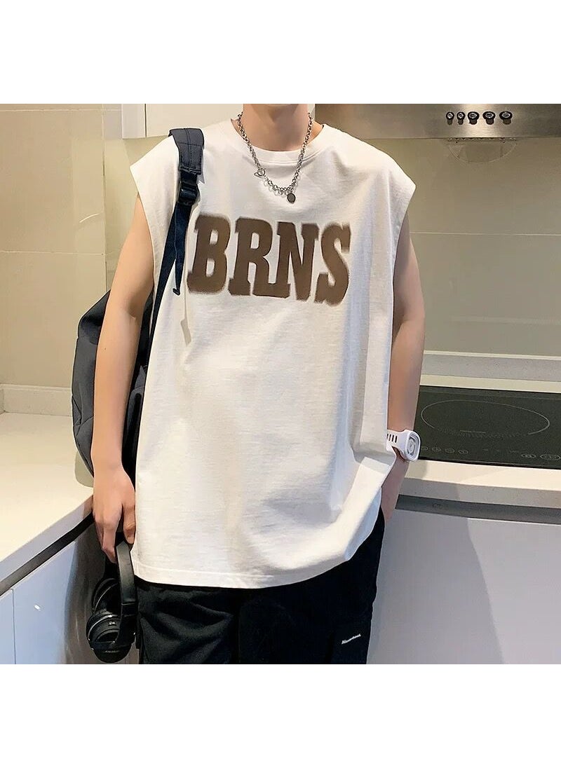 1 x 5 pcs Mens Summer Sleeveless Sports Tank Top White