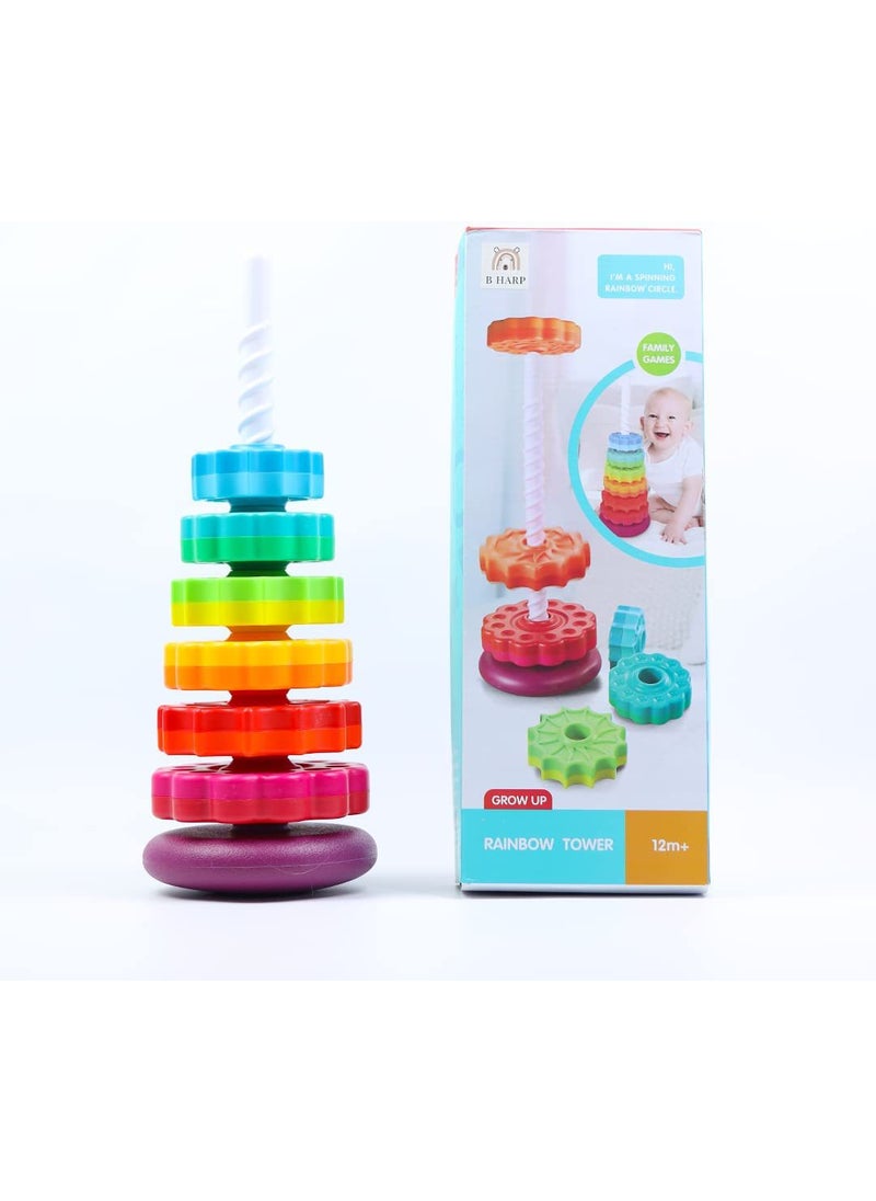 Rainbow Spinning Tower Baby Educational Toy Rainbow six wheel turret [color box]]