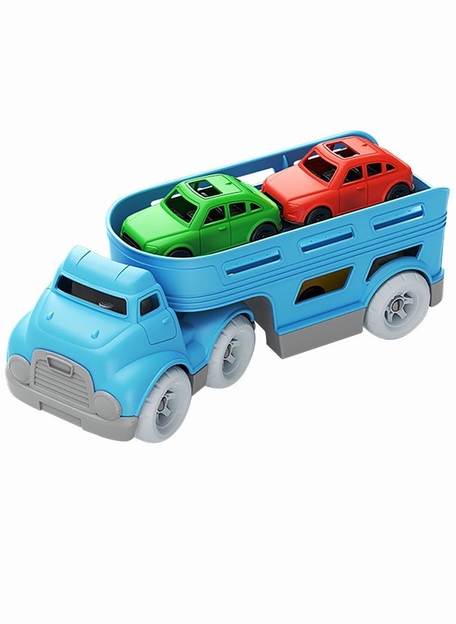 Blue Double Deck Carrier Truck with 3 Cars Toy Set Children's Car with Slide Simulated Carrying Toy for Boys and Girls Gifts