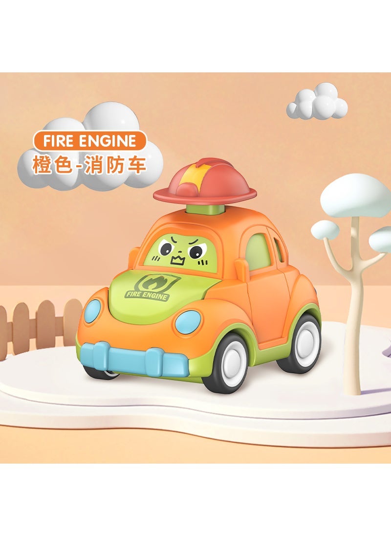 Cartoon Cap Car Toy Inertia Powered Kids Gift 686P-18 [Orange] Press fire truck