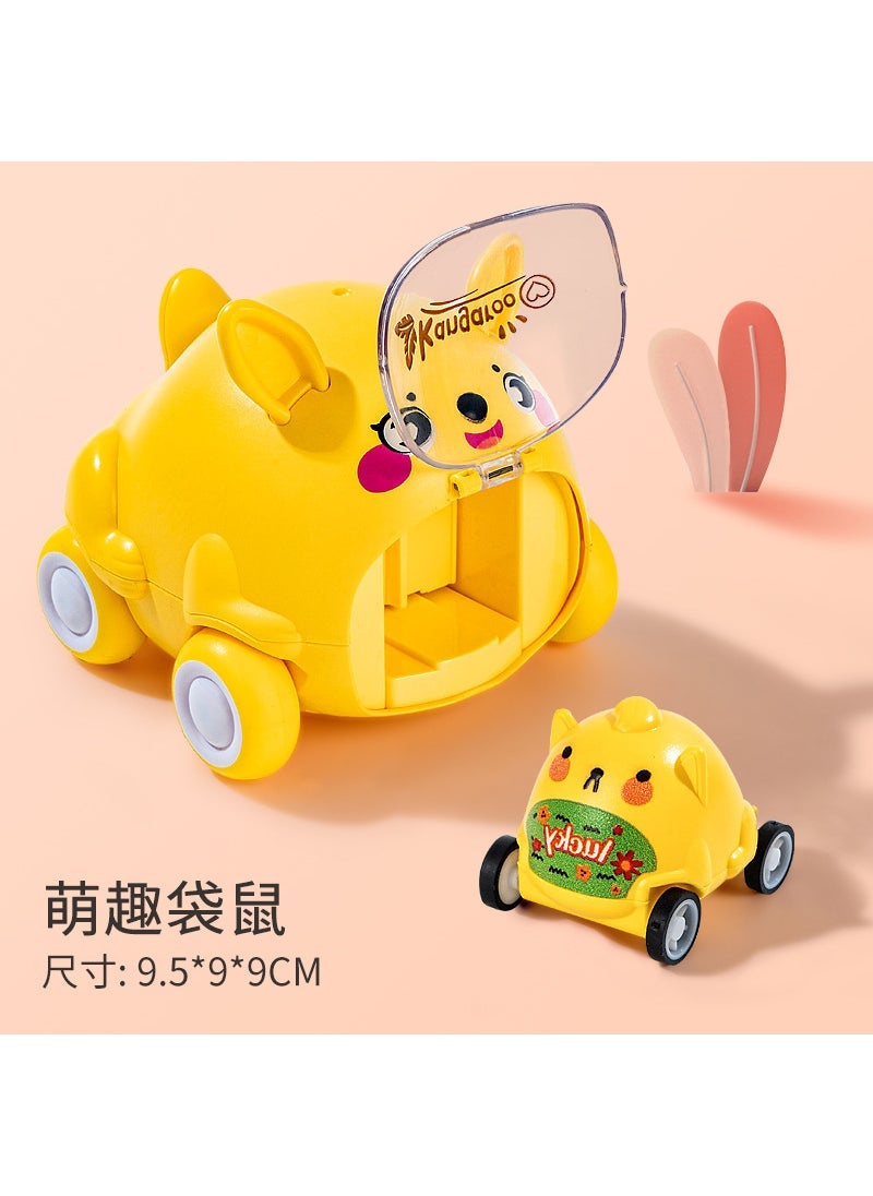 Cute Cartoon Animal Friction Toys for Kids HC-118 [Yellow Kangaroo] Meng Fun's Ejection Car