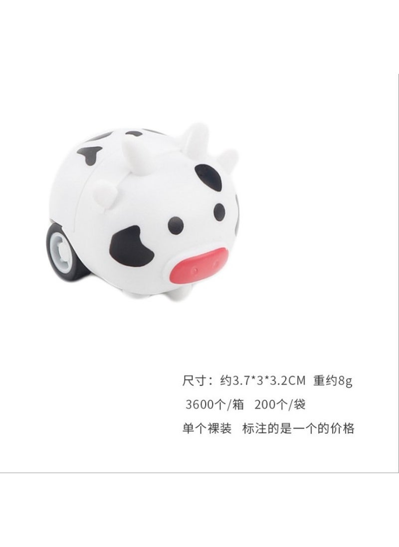 New Creative Cartoon Animal Friction Mini Car Toys for Kids A small cow (100 in 1 pack)