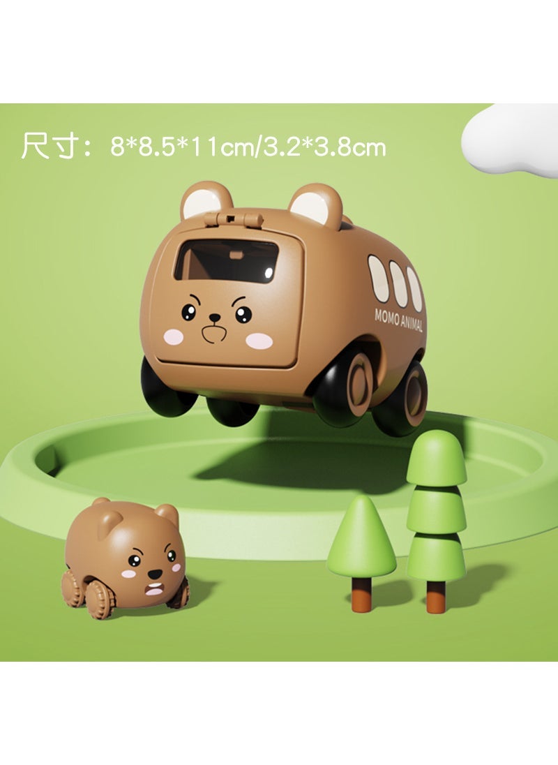 Cute Cartoon Animal Friction Toys for Kids 612-7 [Brown Bear] Press to Eject Inertia bus