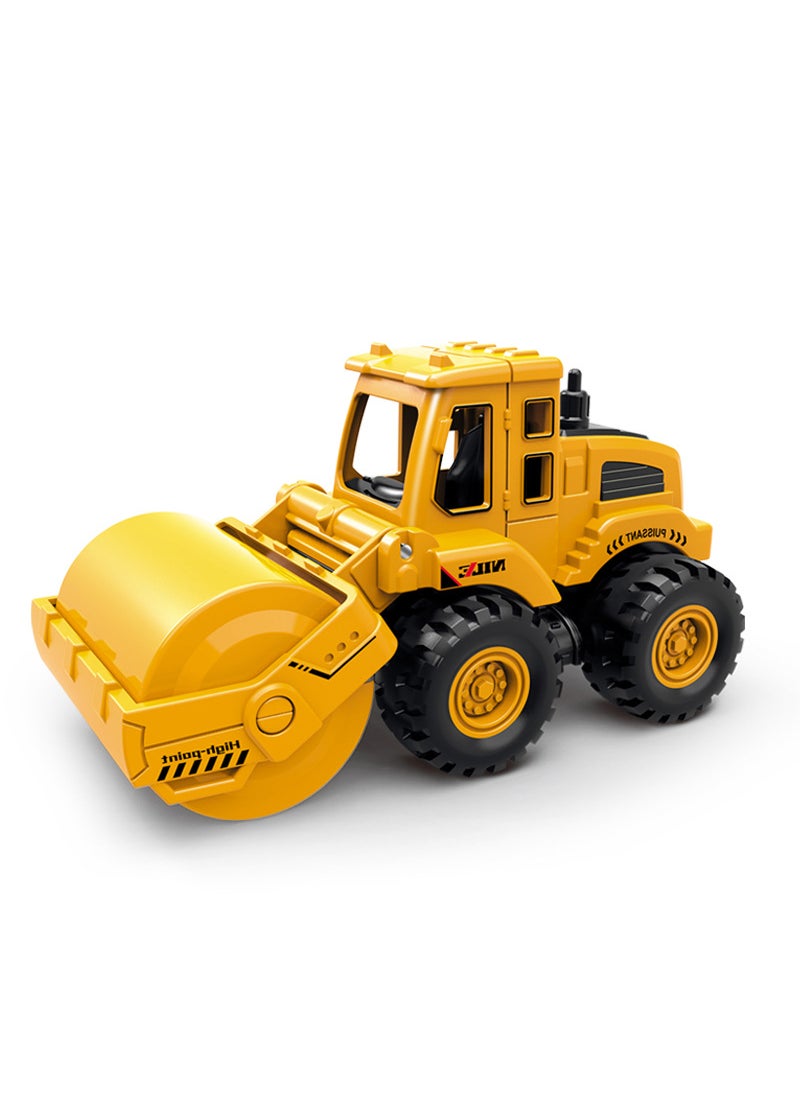 1 x 5 pcs Kids Inertia Excavator Toy Car Gift Yellow road roller (8839)