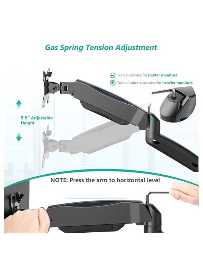 OFFICE Wall Mounted Monitor Stand for 13-32 Inch Monitors| 8Kg Weight Capacity| Monitor Stand for Wall | Adjustable Metal Wall Monitor Mount | Pneumatic Adjustable Monitor Arm