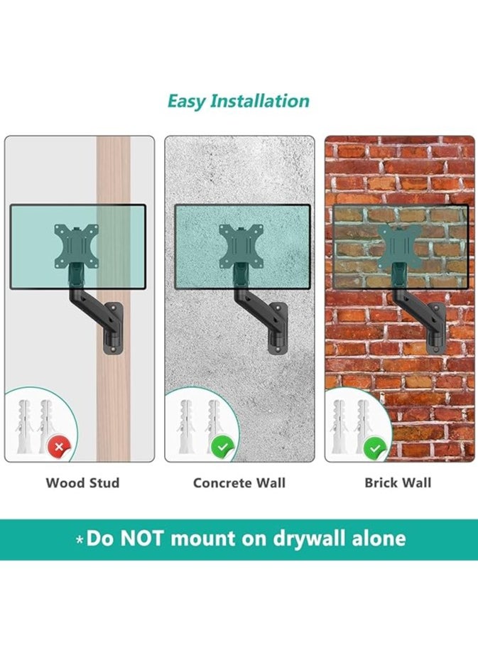 OFFICE Wall Mounted Monitor Stand for 13-32 Inch Monitors| 8Kg Weight Capacity| Monitor Stand for Wall | Adjustable Metal Wall Monitor Mount | Pneumatic Adjustable Monitor Arm