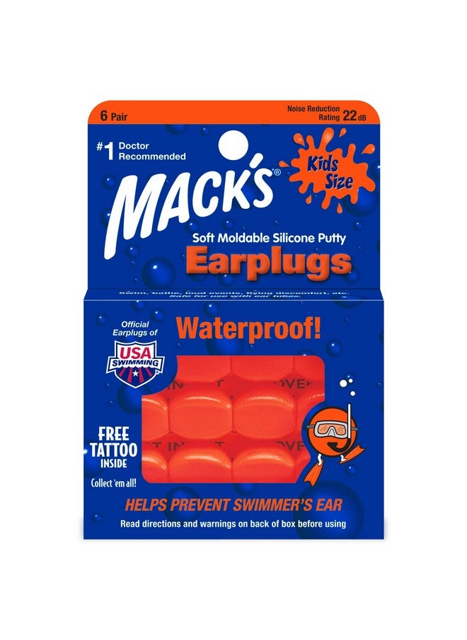 Soft Moldable Silicone Putty Ear Plugs Kids Size 6 Pair Comfortable Small Earplugs For Swimming Bathing Travel Loud Events And Flying Made In Usa