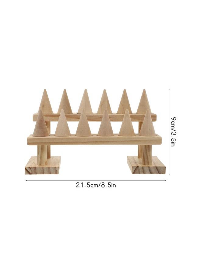 Wooden Ring Holder Cone Shape Finger Ring Stand Jewelry Display Holder Showcase Display Stand for Home Shop