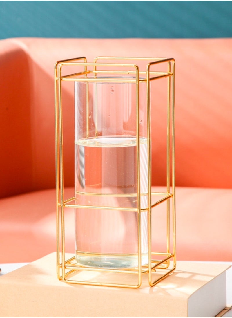 Elegant Gold Square Iron Vase,Elevate Your Space with Timeless Sophistication