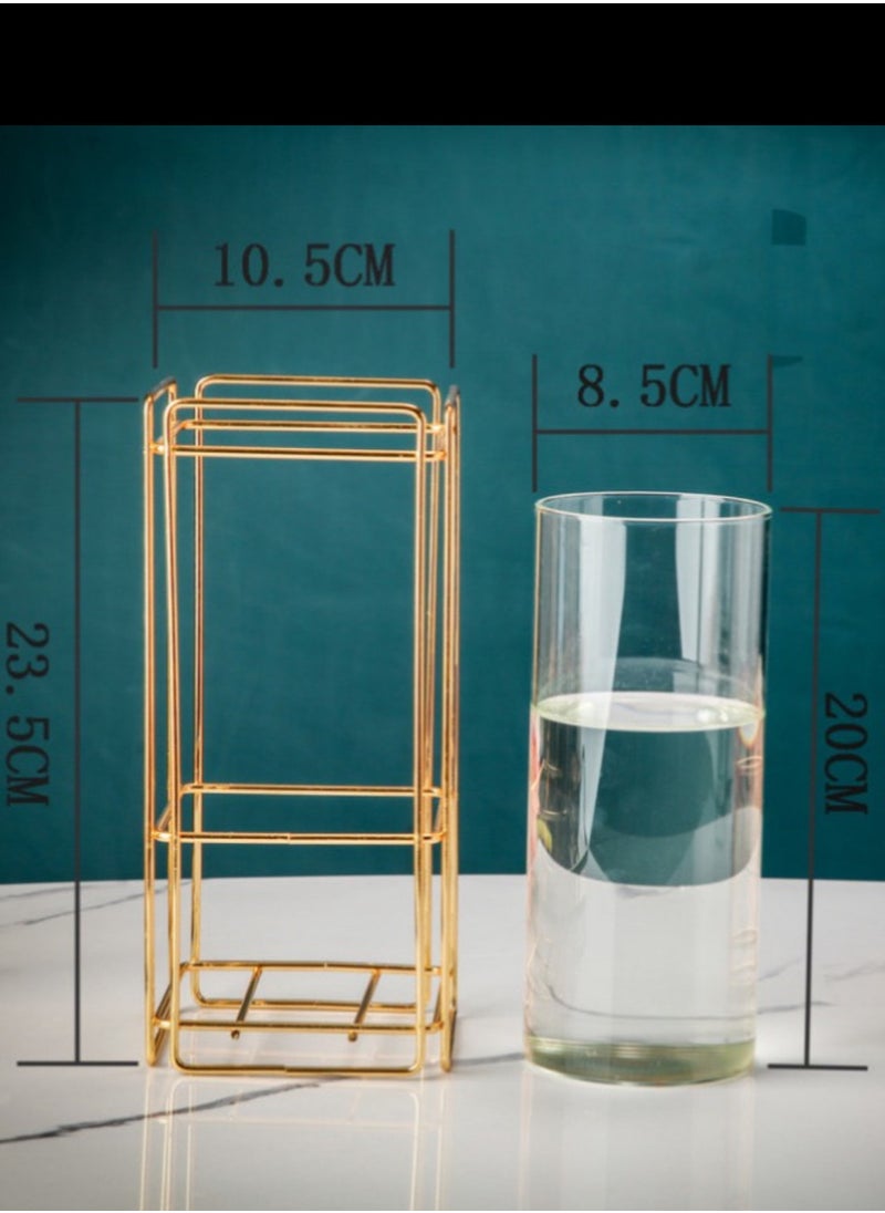 Elegant Gold Square Iron Vase,Elevate Your Space with Timeless Sophistication