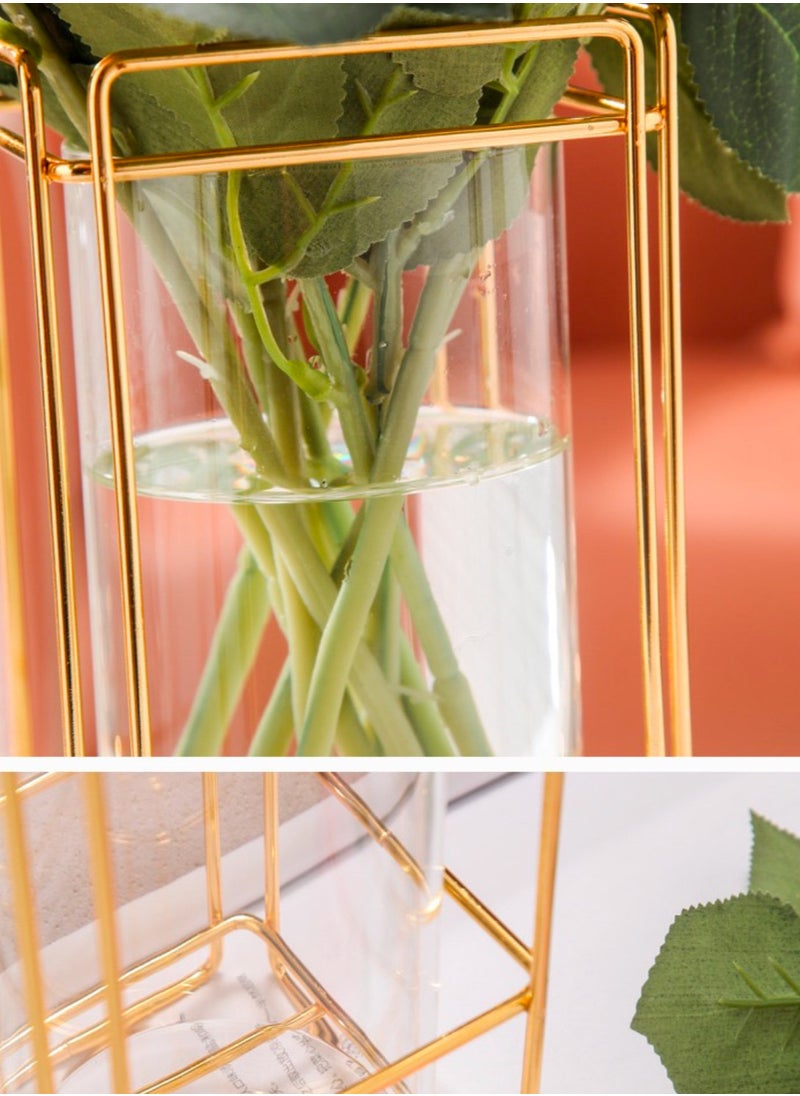 Elegant Gold Square Iron Vase,Elevate Your Space with Timeless Sophistication