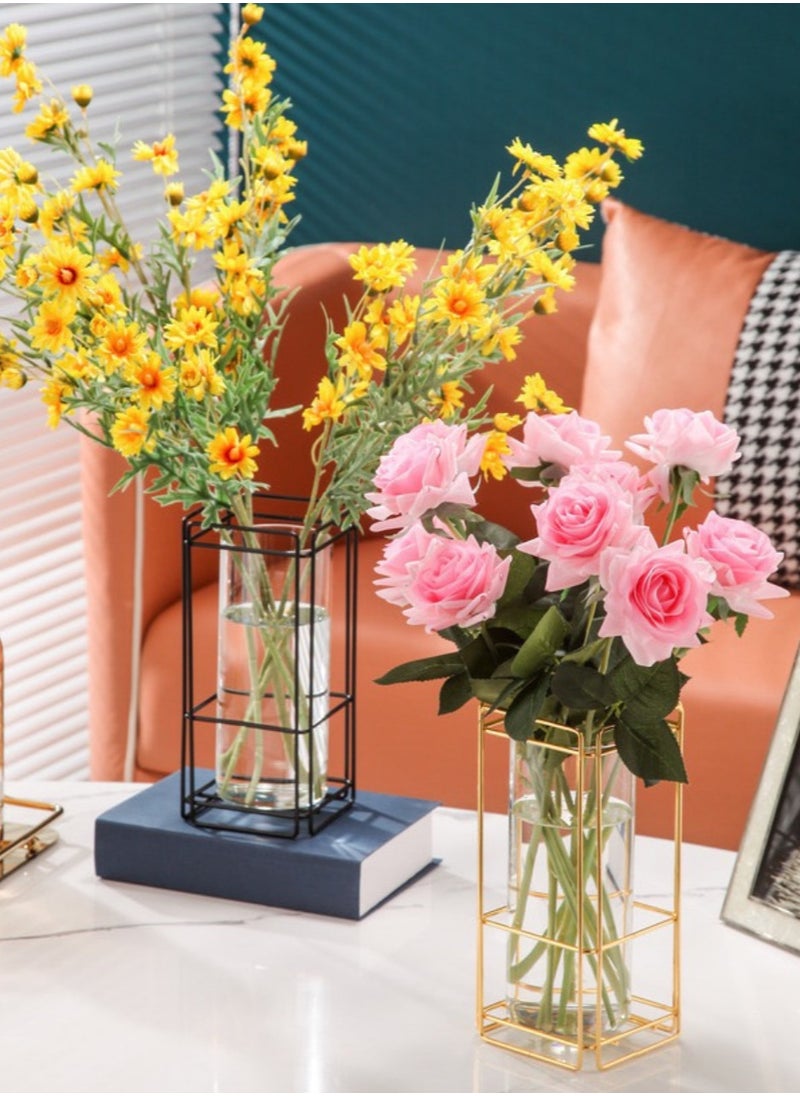 Elegant Gold Square Iron Vase,Elevate Your Space with Timeless Sophistication