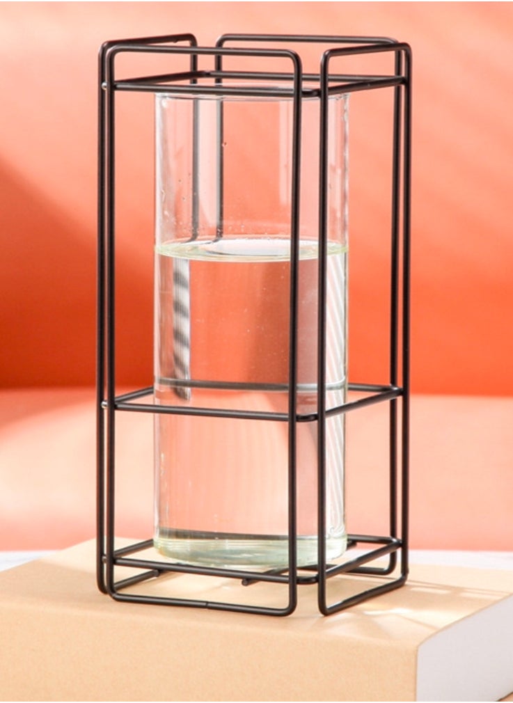 Sophisticated Black Square Iron Vase – Elevate Your Décor with Timeless Elegance