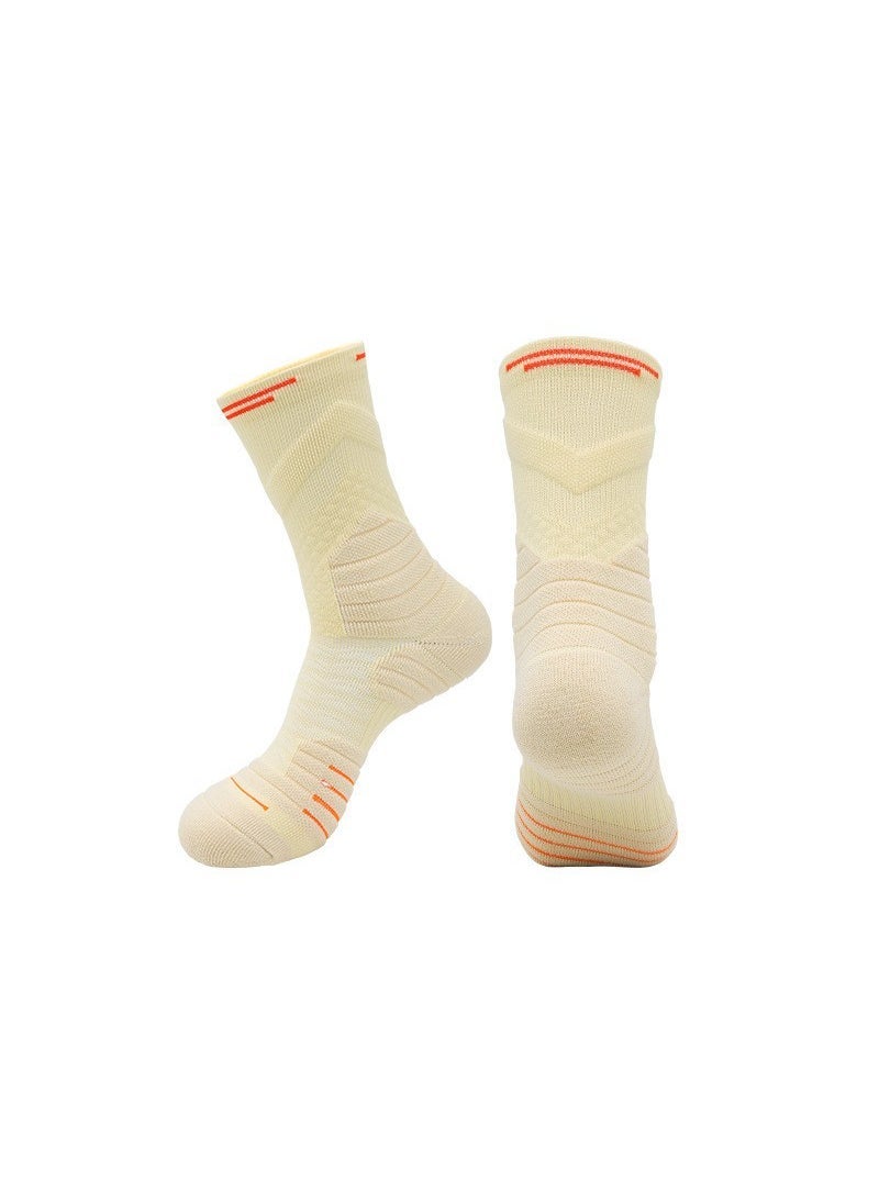 Mens Autumn Winter Basketball Socks Mid-Calf Sweat-Absorbent YCJA3371 medium apricot/Orange