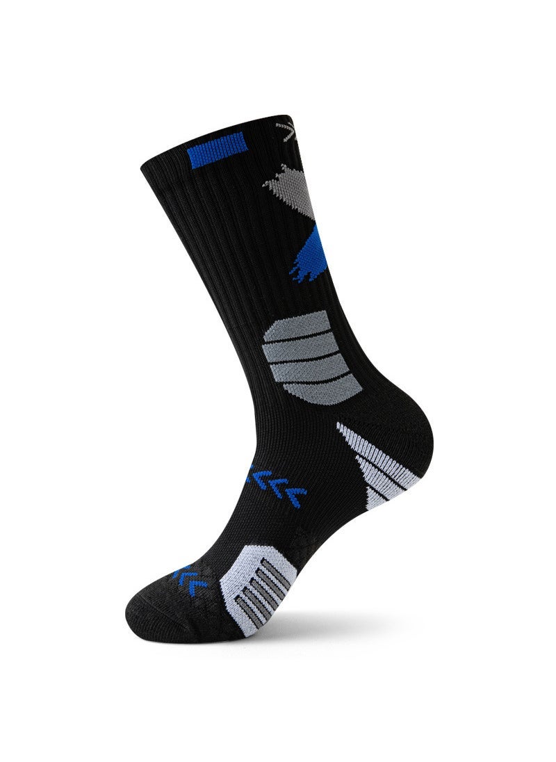 Mens Cushioned Basketball Socks Mid-Calf Non-Slip L03-07 black Gray