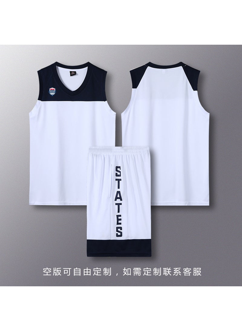 1 x 5 pcs USA Team Basketball Jersey Set Unisex Blue White-Blank Custom