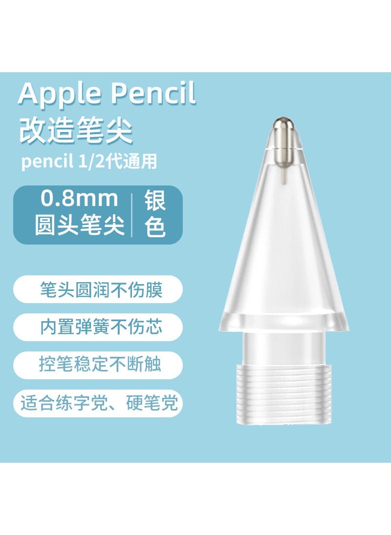 Applicable to Apple iPad paper film Applepencil transformation Generation 2 generation needle tube original replacement nib 3.0 white round head transformation nib [Silver Needle]]