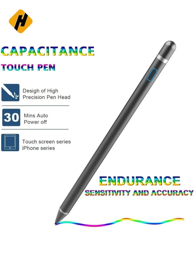 Stylus Pen Digital Pencil Fine Point Active Pen for Touch Screens, Compatible with phone Tablets (Black)