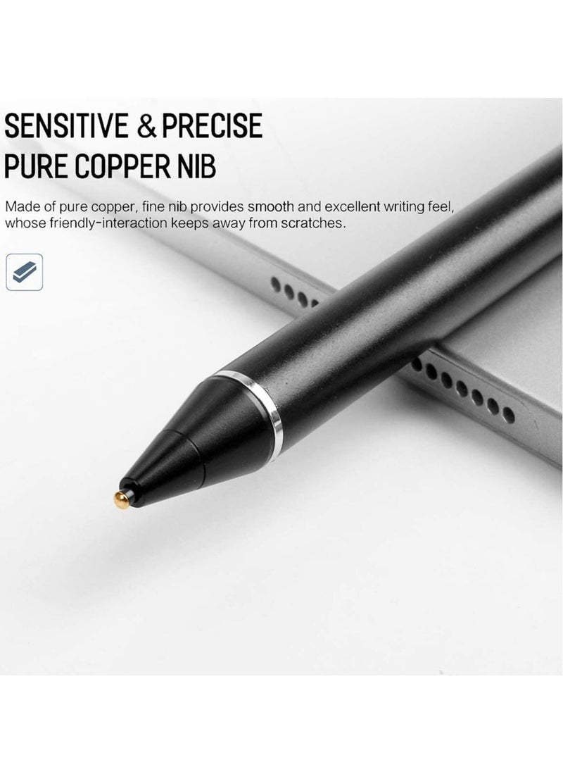 Stylus Pens for Touch Screens, 1.45mm High Precision and Sensitivity Point IPad Pencil Fine Point Active Smart Digital Pen for Tablet Work at iOS and Android Touch Screen (Black)