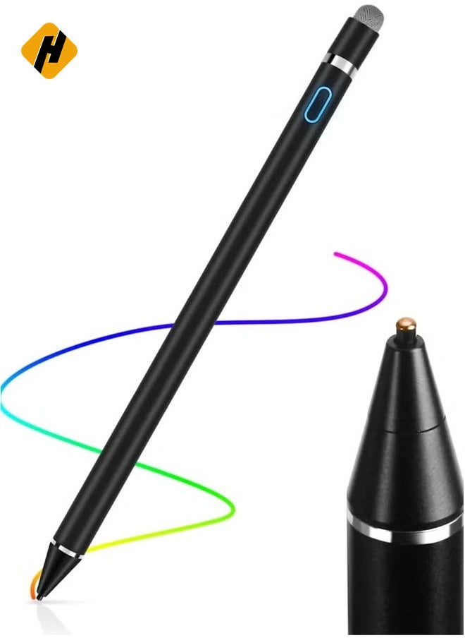 Stylus Pens for Touch Screens, 1.45mm High Precision and Sensitivity Point IPad Pencil Fine Point Active Smart Digital Pen for Tablet Work at iOS and Android Touch Screen (Black)