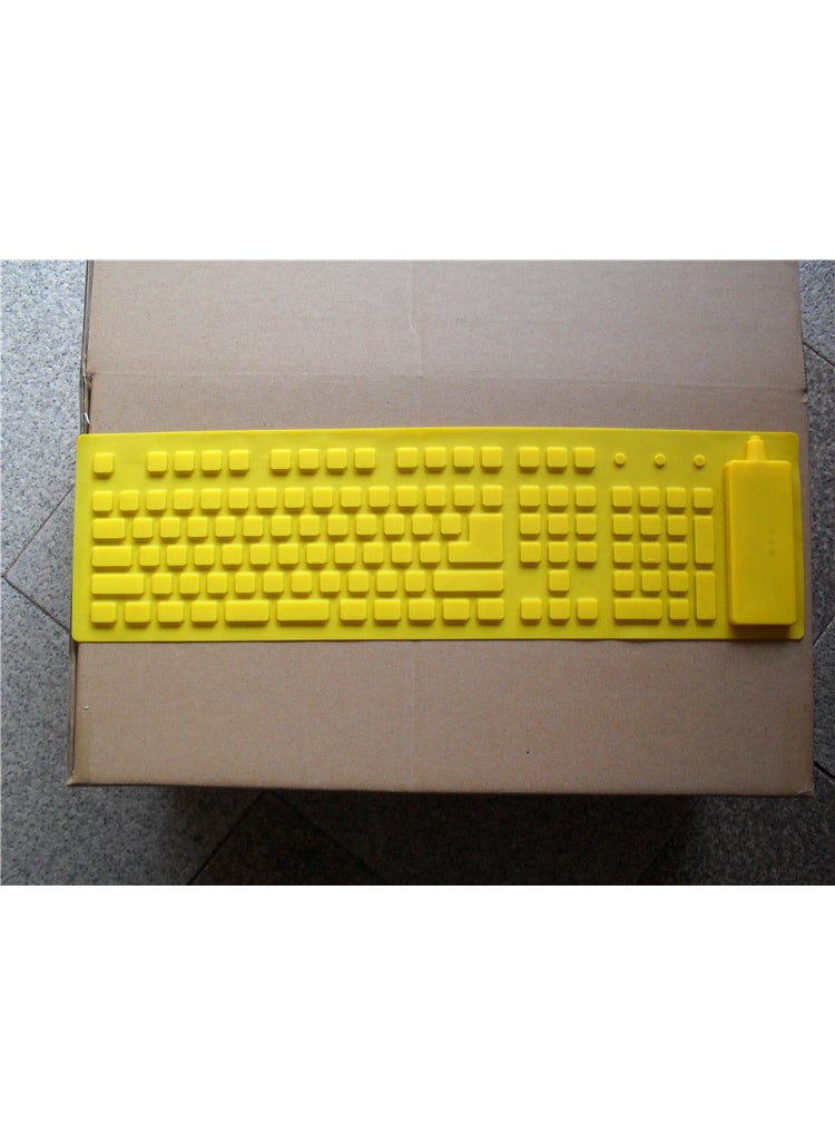 109-Key Silicone Foldable Keyboard Waterproof Yellow