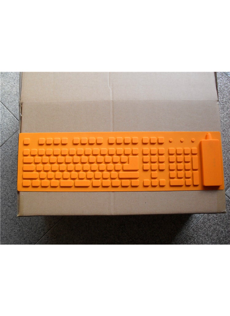 109-Key Silicone Foldable Keyboard Waterproof Orange