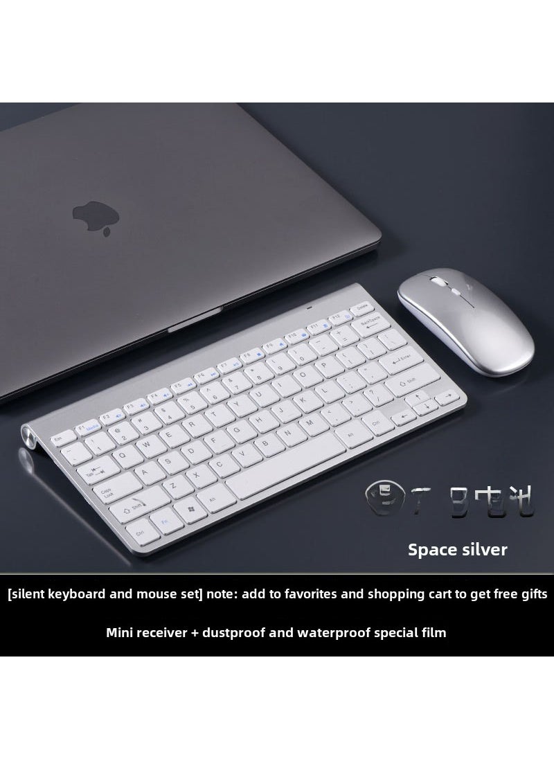 Wireless Keyboard Mouse Combo Plug  Play Space Silver Mouse Set