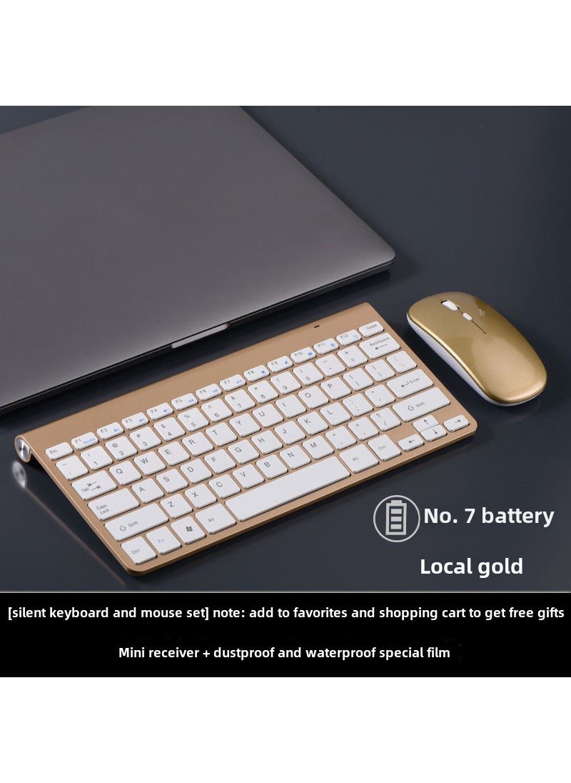 Wireless Keyboard Mouse Combo Plug  Play Tuhao Golden Mouse Set