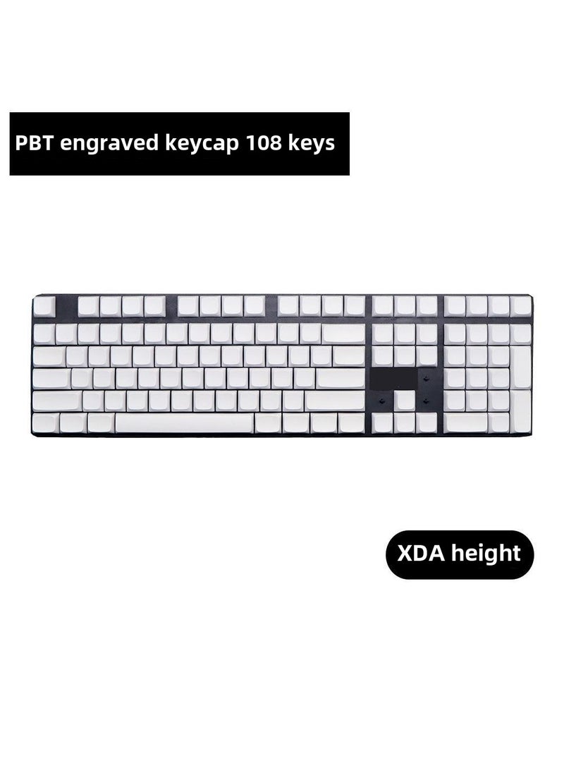 White PBT XDA Keycap Set 108pcs Cherry Profile XDA height-white engraved-not keyboard