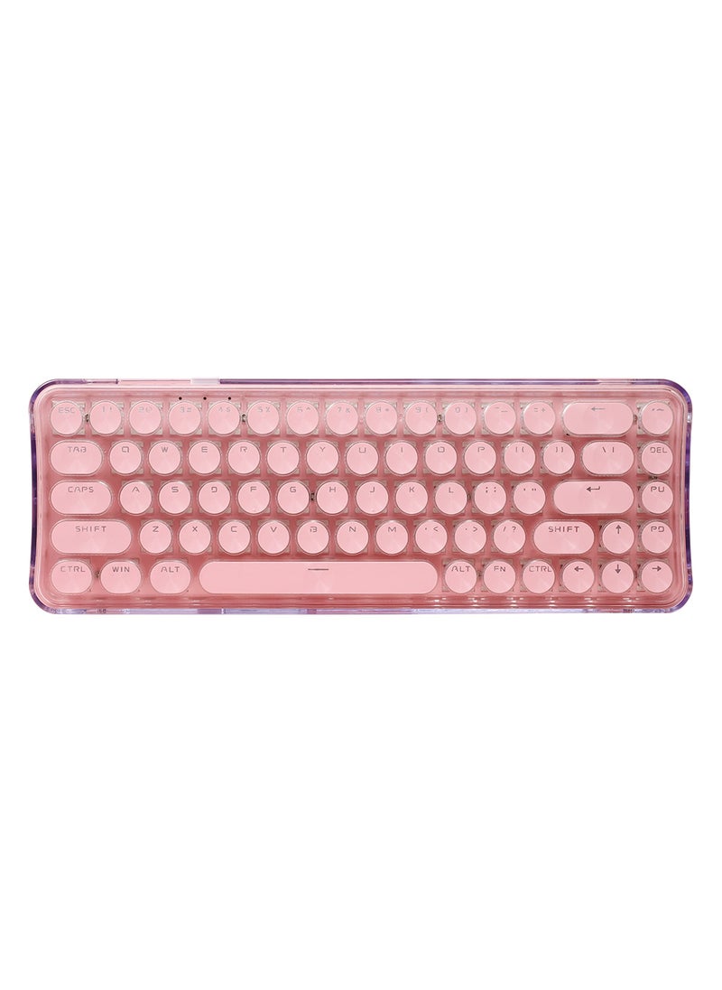 Transparent Hot-Swappable YK680 Triple Mode Wireless Mechanical Keyboard Pink finished product