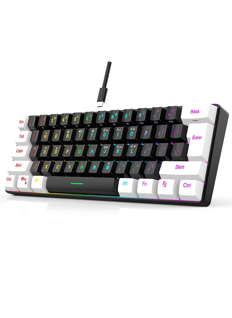 1 x 5 pcs Wired 61-Key Mini RGB Gaming Keyboard Black