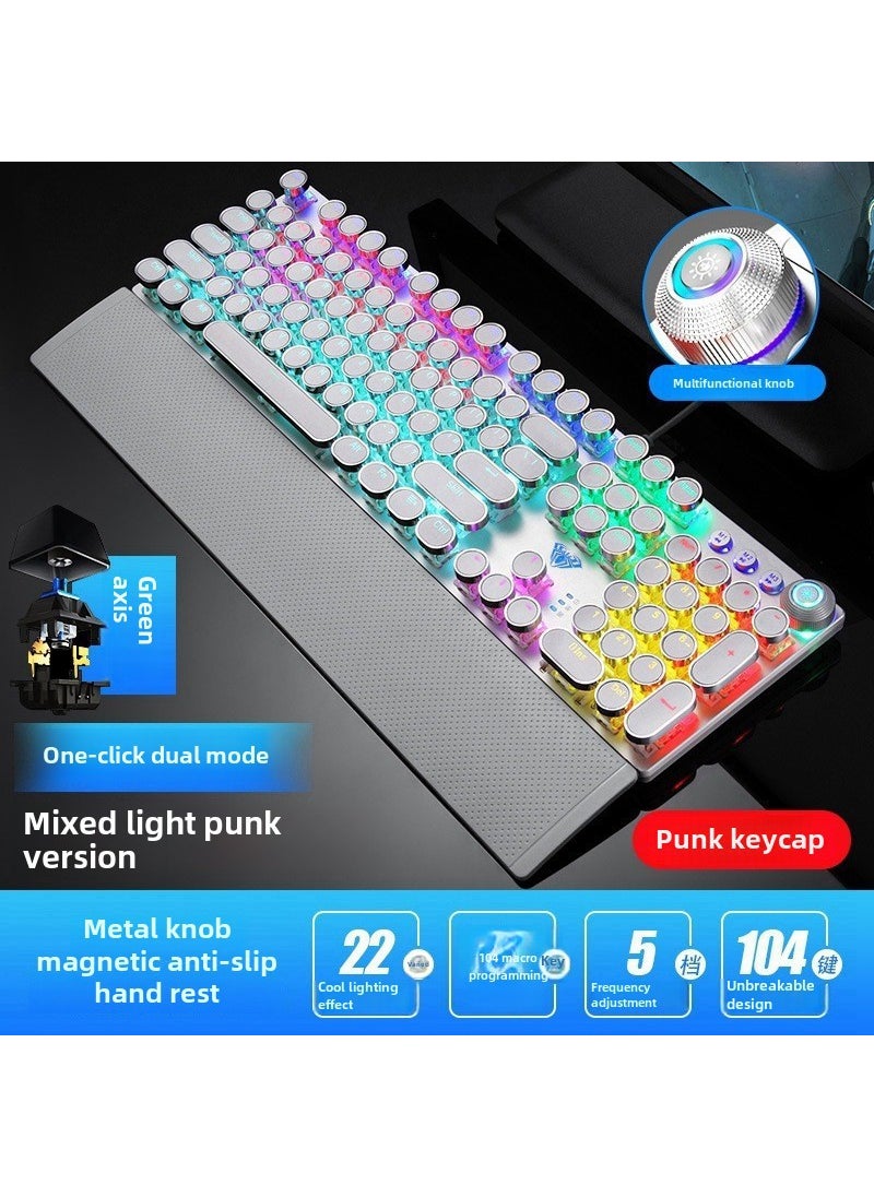 WolfSpider F2088 F2058 Mechanical Gaming Keyboard F2058 white punk round keycap [green shaft]