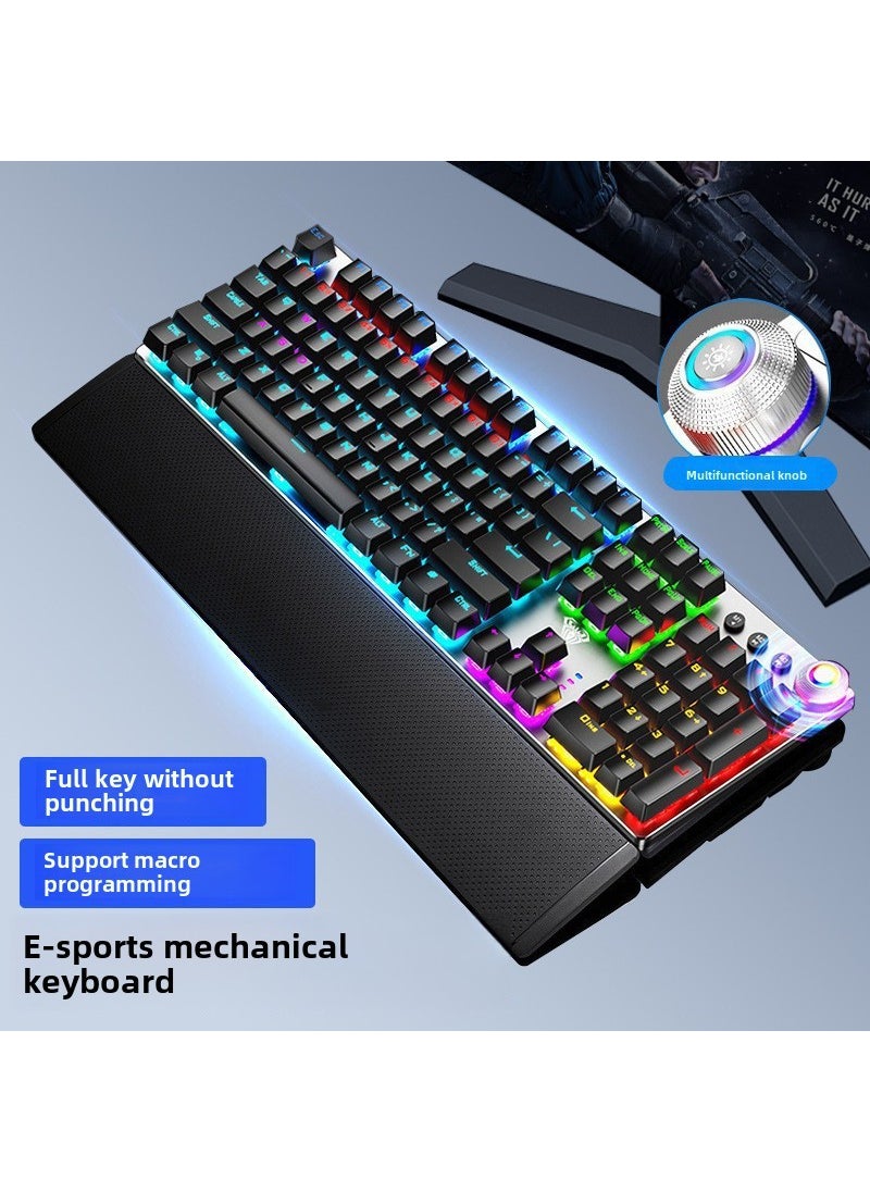 WolfSpider F2088 F2058 Mechanical Gaming Keyboard F2058 Black Square key cap [Green Shaft]]