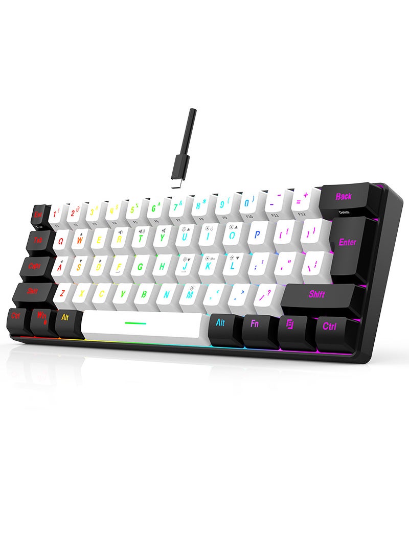 1 x 5 pcs Wired 61-Key Mini RGB Gaming Keyboard White