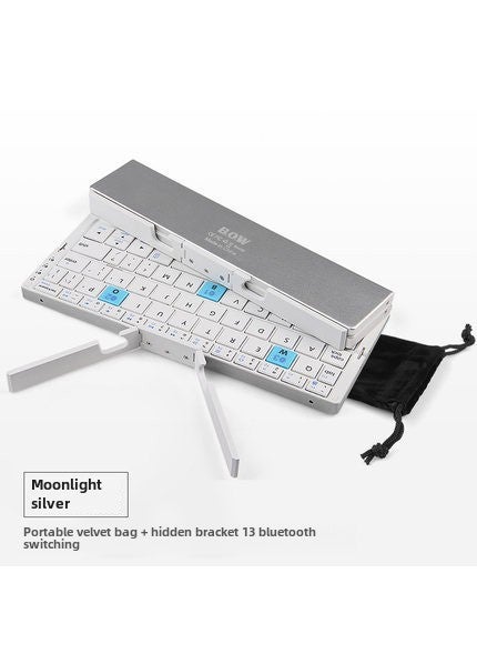 BOW Folding Bluetooth Keyboard HB199 for Apple Android Silver White