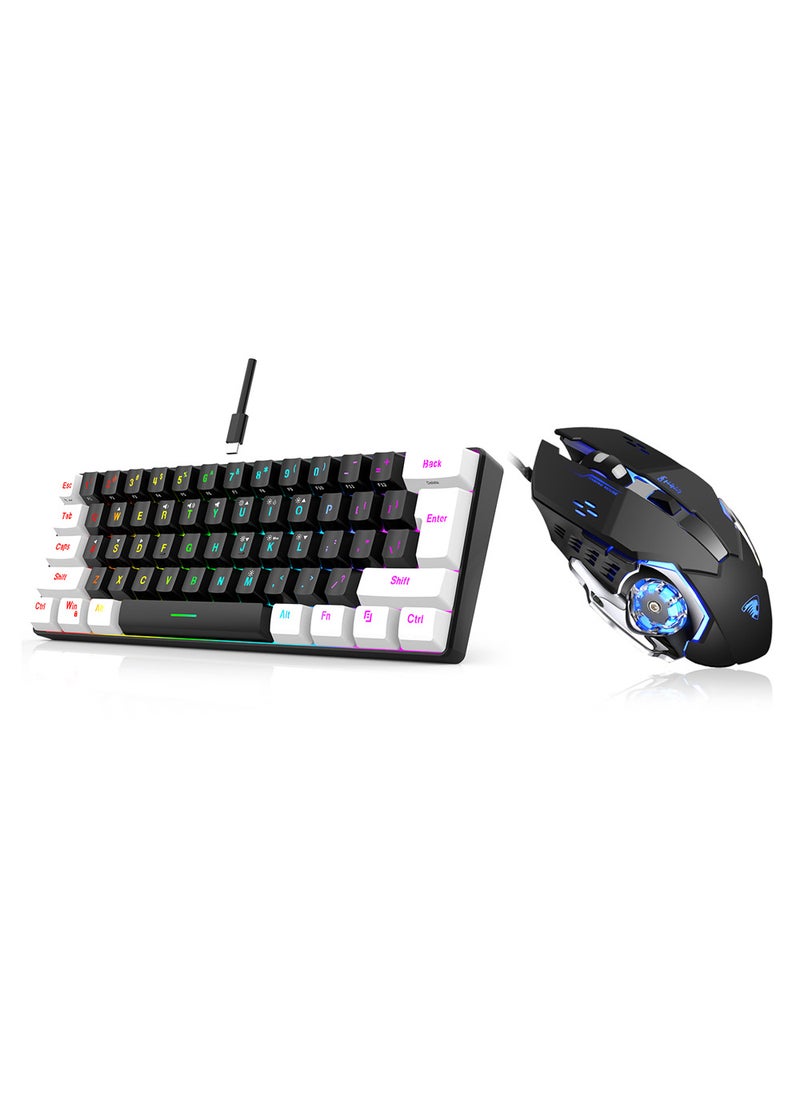 1 x 5 pcs Wired 61-Key Mini RGB Gaming Keyboard Black G3 Mouse