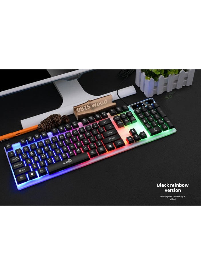 Redragon R260 Rainbow Backlit Gaming Keyboard Black bottom plate glow