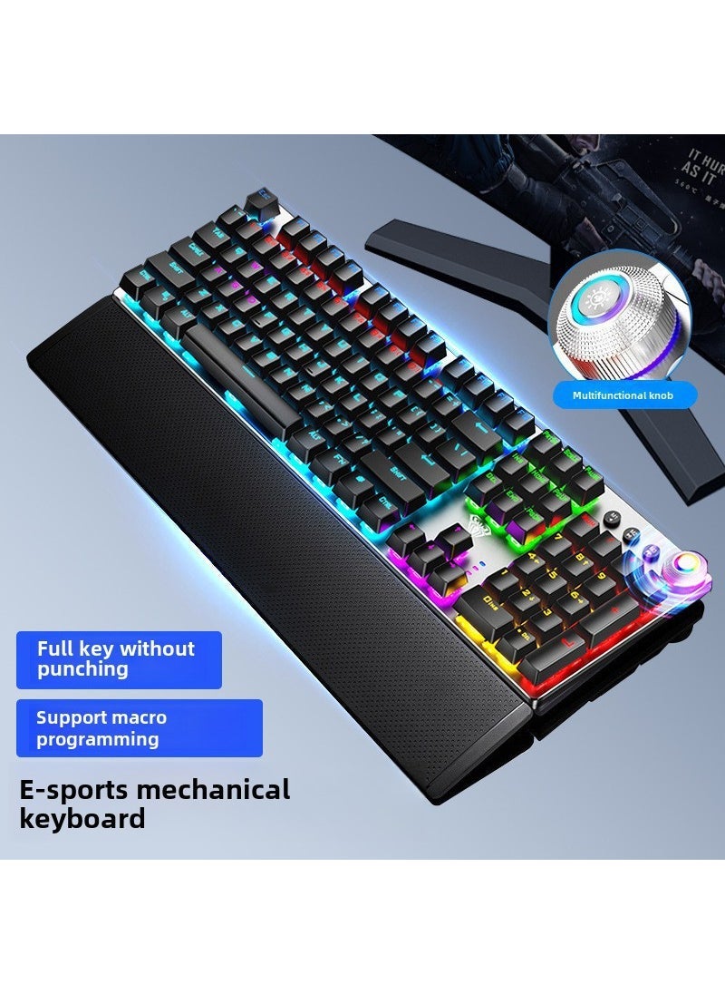 WolfSpider F2088 F2058 Mechanical Gaming Keyboard F2088 Black Square key cap [Green Shaft]]