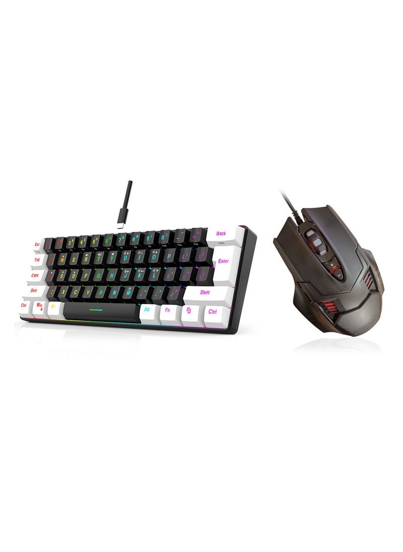 1 x 5 pcs Wired 61-Key Mini RGB Gaming Keyboard Black GM102 Mouse