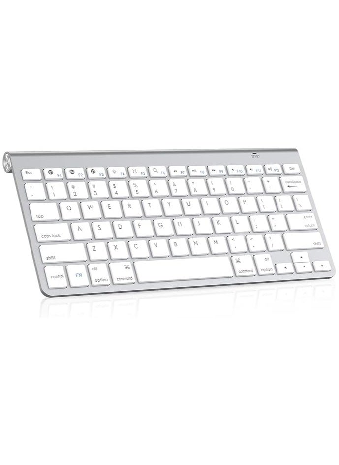 Wireless Bluetooth Keyboard, Ultra-Slim Silent Portable Mini Keyboard for iPad/Tablet/Mac/Laptop/Desktop- Silver