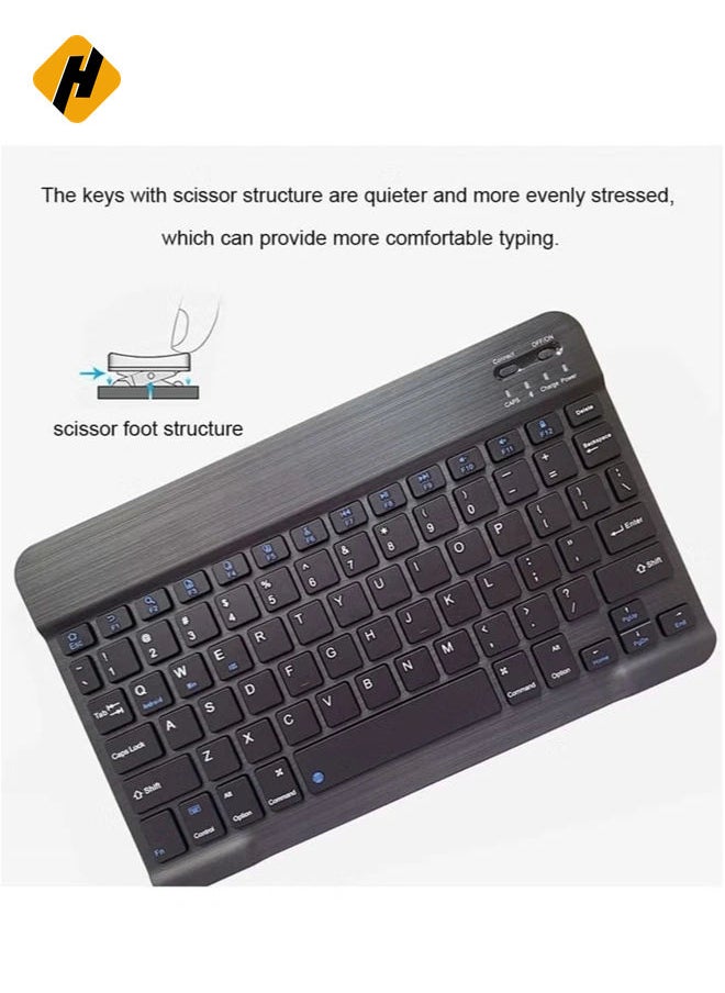 Rechargeable Bluetooth Keyboard and Mouse Combo Ultra-Slim Portable Compact Wireless Mouse Keyboard Set for Android Windows Tablet Cell Phone iPhone iPad Pro Air Mini, iPad OS/iOS 13 and above (Black)