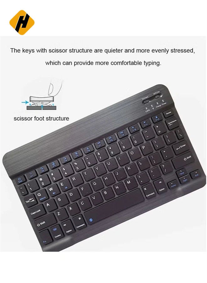 Rechargeable Bluetooth Keyboard and Mouse Combo Ultra-Slim Portable Compact Wireless Mouse Keyboard Set for Android Windows Tablet Cell Phone iPhone iPad Pro Air Mini, iPad OS/iOS 13 and above (Black)