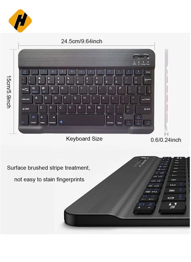 Rechargeable Bluetooth Keyboard and Mouse Combo Ultra-Slim Portable Compact Wireless Mouse Keyboard Set for Android Windows Tablet Cell Phone iPhone iPad Pro Air Mini, iPad OS/iOS 13 and above (Black)